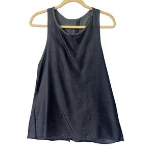 Lululemon “All tied up” open back tank top blue denim